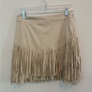 SINCERELY JULES Tan Fringe SkirtSize Large